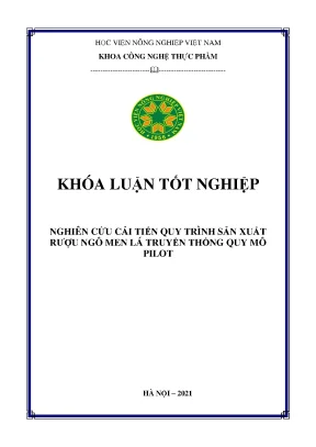 Khóa luận tốt nghiệp nghiên cứu cải tiến quy trình sản xuất rượu ngô men lá truyền thống quy mô pilot