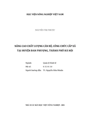 Khóa luận tốt nghiệp nâng cao chất lượng cán bộ công chức cấp xã tại huyện đan phượng thành phố hà nội