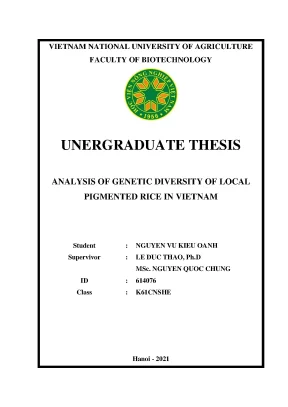 Analysis of genetic diversity of local pigmented rice in vietnam khóa luận tốt nghiệp