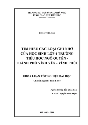 Khóa luận tốt nghiệp tìm hiểu các loại ghi nhớ của học sinh lớp 4 trường tiểu học ngô quyền thành phố vĩnh yên vĩnh phúc