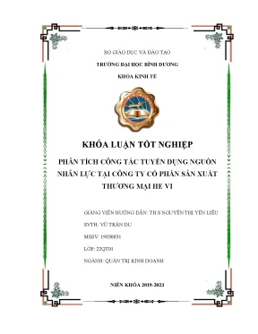 Phân tích công tác tuyển dụng nguồn nhân lực tại công ty cổ phần sản xuất thương mại he vi khóa luận tốt nghiệp
