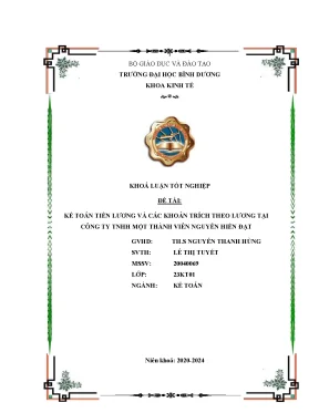 Kế toán tiền lương và các khoản trích theo lương tại công ty tnhh một thành viên nguyễn hiền đạt khóa luận tốt nghiệp