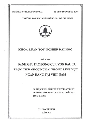 Đánh giá tác động của vốn đầu tư trực tiếp nước ngoài trong lĩnh vực ngân hàng tại việt nam khóa luận tốt nghiệp đại học