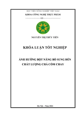 Khóa luận tốt nghiệp ảnh hưởng bột năng bổ sung đến chất lượng chả cốm chay
