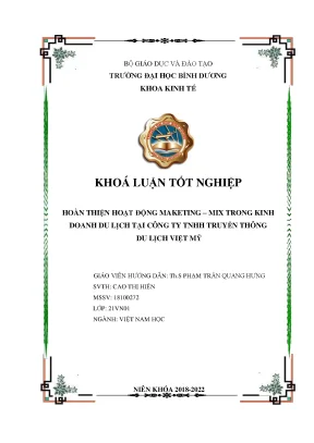 Hoàn thiện hoạt động marketing mix trong kinh doanh du lịch tại công ty tnhh truyền thông du lịch việt mỹ khóa luận tốt nghiệp