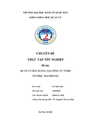 Chuyên đề tốt nghiệp quản lý bán hàng tại công ty tnhh tin học mai hoàng