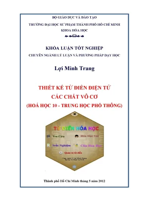 Khoá luận tốt nghiệp thiết kế từ điển điện tử các chất vô cơ hoá học 10 trung học phổ thông