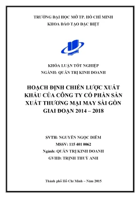 Khóa luận tốt nghiệp hoạch định chiến lược xuất khẩu của công ty cổ phần sản xuất thương mại may sài gòn giai đoạn 2014 2018