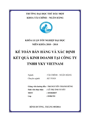 Khoá luận tốt nghiệp kế toán bán hàng và xác định kết quả kinh doanh tại công ty tnhh yky vietnam