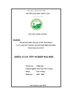 Khóa luận tốt nghiệp đánh giá hiện trạng nước sinh hoạt tại xã quyết thắng thành phố thái nguyên