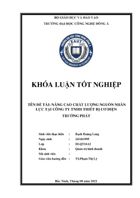 Nâng cao chất lượng nguồn nhân lực tại công ty tnhh thiết bị cơ điện trường phát khoá luận tốt nghiệp