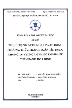 Thực trạng áp dụng ucp 600 trong phương thức thanh toán tín dụng chứng từ tại ngân hàng eximbank chi nhánh hòa bình khóa luận tốt nghiệp đại học