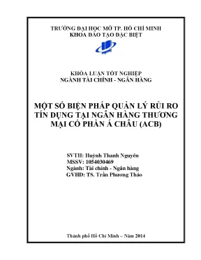 Khóa luận tốt nghiệp một số biện pháp quản lý rủi ro tín dụng tại ngân hàng thương mại cổ phần á châu acb1