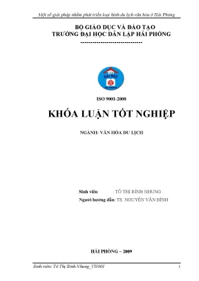 Khoá luận tốt nghiệp một số giải pháp nhằm phát triển loại hình du lịch văn hóa ở hải phòng