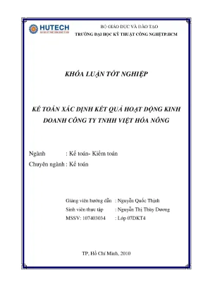 Khoá luận tốt nghiệp kế toán kiểm toán kế toán xác định kết quả hoạt động kinh doanh công ty tnhh việt hoá nông