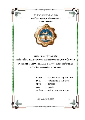 Phân tích hoạt động kinh doanh của công ty tnhh mtv cho thuê lưu trú trần thành ân từ năm 2019 đến năm 2021 khóa luận tốt nghiệp