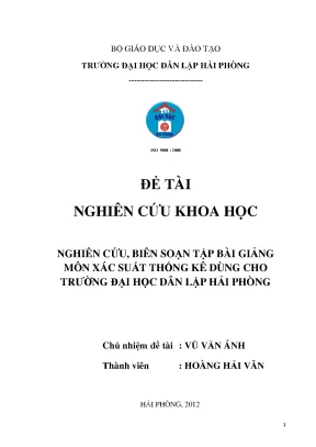 Khoá luận tốt nghiệp nghiên cứu biên soạn tập bài giảng môn xác suất thống kê dùng cho trƣờng đại học dân lập hải phòng