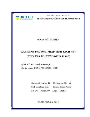 Đồ án tốt nghiệp xác định phương pháp tinh sạch npv nuclera polyhedrosis virus
