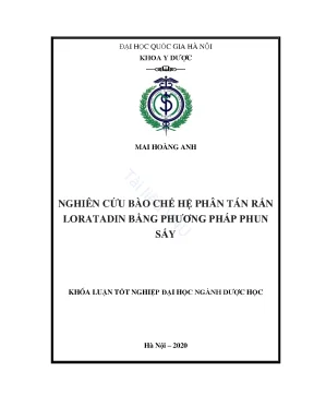 Khóa luận tốt nghiệp đại học ngành dược học nghiên cứu bào chế hệ phân tán rắn loratadin bằng phương pháp phun sấy