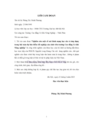 Nghiên cứu một số mô hình mạng học sâu và ứng dụng trong bài toán dự báo điểm tốt nghiệp của sinh viên trường cao đẳng cơ khí nông nghiệp