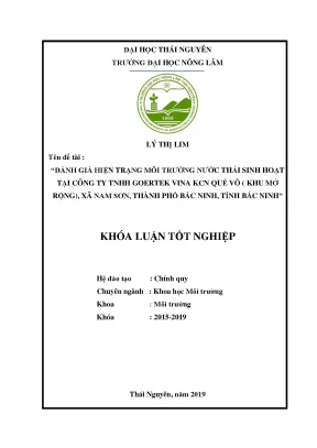 Khóa luận tốt nghiệp đánh giá hiện trạng nước thải sinh hoạt của công ty tnhh goertek vina kcn quế võ khu mở rộng xã nam sơn thành phố bắc ninh tỉnh bắc ninh
