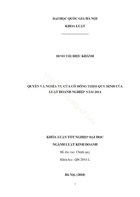 Khóa luận tốt nghiệp luật kinh doanh quyền và nghĩa vụ của cổ đông theo quy định của luật doanh nghiệp năm 2014