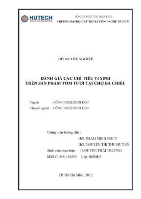 Đồ án tốt nghiệp đánh giá các chỉ tiêu vi sinh trên sản phẩm tôm tươi tại chợ bà chiểu