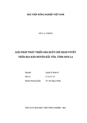 Khóa luận tốt nghiệp giải pháp phát triển sản xuất chè shan tuyết trên địa bàn huyện bắc yên tỉnh sơn la