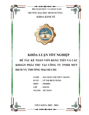 Kế toán vốn bằng tiền và các khoản phải thu tại công ty tnhh mtv dịch vụ thương mại hi chi khóa luận tốt nghiệp