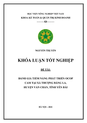 Khóa luận tốt nghiệp đánh giá tiềm năng phát triển ocop cam tại xã thượng bằng la huyện văn chấn tỉnh yên bái