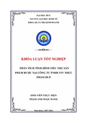 Khóa luận tốt nghiệp phân tích tình hình tiêu thụ sản phẩm rượu tại công ty tnhh 1tv thực phẩm huế