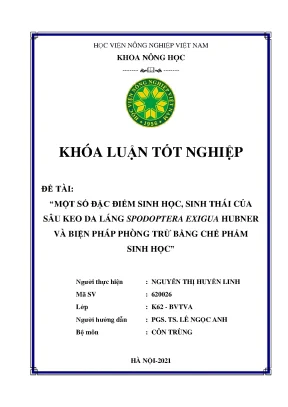 Khóa luận tốt nghiệp một số đặc điểm sinh học sinh thái của sâu keo da láng spodoptera exigua hubner và biện pháp phòng trừ bằng chế phẩm sinh học
