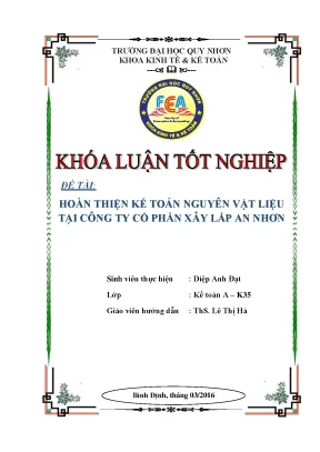 Khoá luận tốt nghiệp hoàn thiện kế toán nguyên vật liệu tại công ty cổ phần xây lắp an nhơn