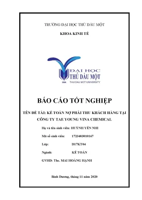 Báo cáo tốt nghiệp kế toán nợ phải thu khách hàng tại công ty tae young vina chemical