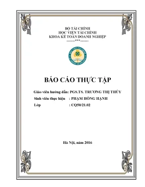 Báo cáo thực tập tốt nghiệp lần 1 tại công ty cổ phần giống cây trồng hải dương