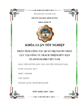 Phân tích công tác quản trị nguồn nhân lực tại công ty trách nhiệm hữu hạn plasticolors việt nam khóa luận tốt nghiệp