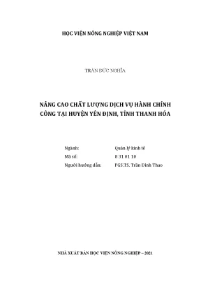 Khóa luận tốt nghiệp nâng cao chất lượng dịch vụ hành chính công tại huyện yên định tỉnh thanh hóa