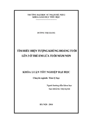 Khóa luận tốt nghiệp tìm hiểu hiện tượng khủng hoảng tuổi lên ba ở trẻ em lứa tuổi mầm non