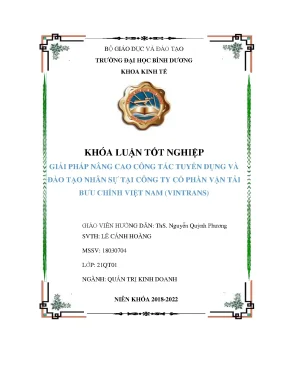 Giải pháp nâng cao công tác tuyển dụng và đào tạo nhân sự tại công ty cổ phần vận tải bưu chính việt nam vintrans khóa luận tốt nghiệp