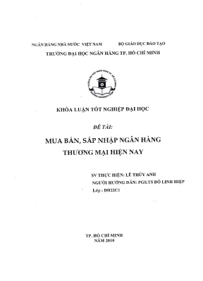 Mua bán sáp nhập ngân hàng thương mại hiện nay khóa luận tốt nghiệp đại học