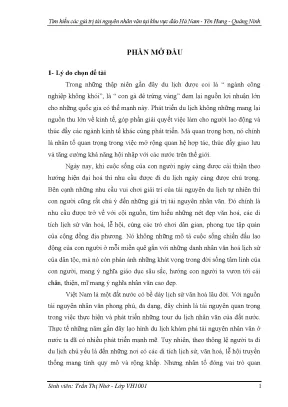 Khoá luận tốt nghiệp tìm hiểu các giá trị tài nguyên nhân văn tại khu vực đảo hà nam yên hưng quảng ninh
