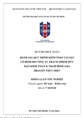Đánh giá quy trình kiểm toán tài sản cố định do công ty trách nhiệm hữu hạn kiểm toán thẩm định asia dragon thực hiện khóa luận tốt nghiệp đại học