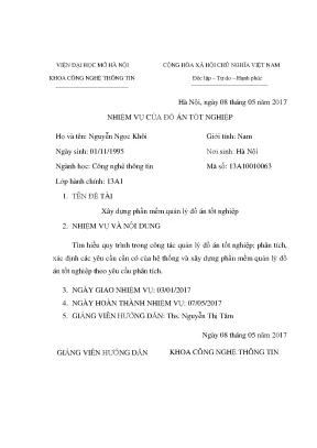 Xây dựng phần mềm quản lý đồ án tốt nghiệp
