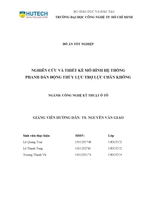 Đồ án tốt nghiệp nghiên cứu và thiết kế mô hình hệ thống phanh dẫn động thủy lực trợ lực chân không