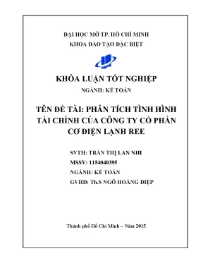 Khóa luận tốt nghiệp phân tích tình hình tài chính công ty cổ phần cơ điện lạnh ree