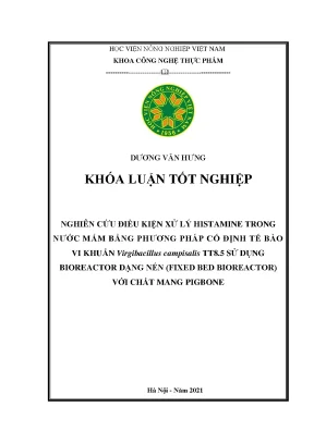 Khóa luận tốt nghiệp nghiên cứu điều kiện xử lý histamine trong nước mắm bằng phương pháp cố định tế bào vi khuẩn virgibacillus campisalis tt8 5 sử dụng bioreactor dạng nén với chất mang pigbone
