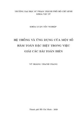 Khóa luận tốt nghiệp hệ thống và ứng dụng của một số hàm toán đặc biệt trong việc giải các bài toán biên