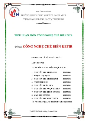 Luận văn tiểu luận công nghệ chế biến kefir