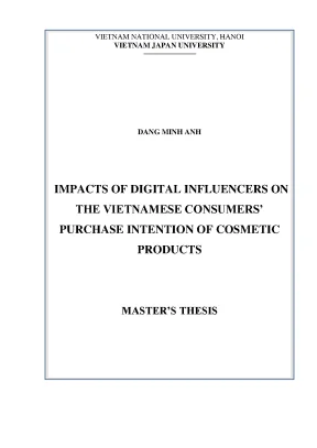 Luận văn thạc sĩ impacts of digital influencers on the vietnamese consumers purchase intention of cosmetic products