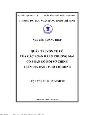 Quản trị vốn tự có của các ngân hàng thương mại cổ phần có hội sở chính trên địa bàn tp hồ chí minh luận văn thạc sĩ kinh tế